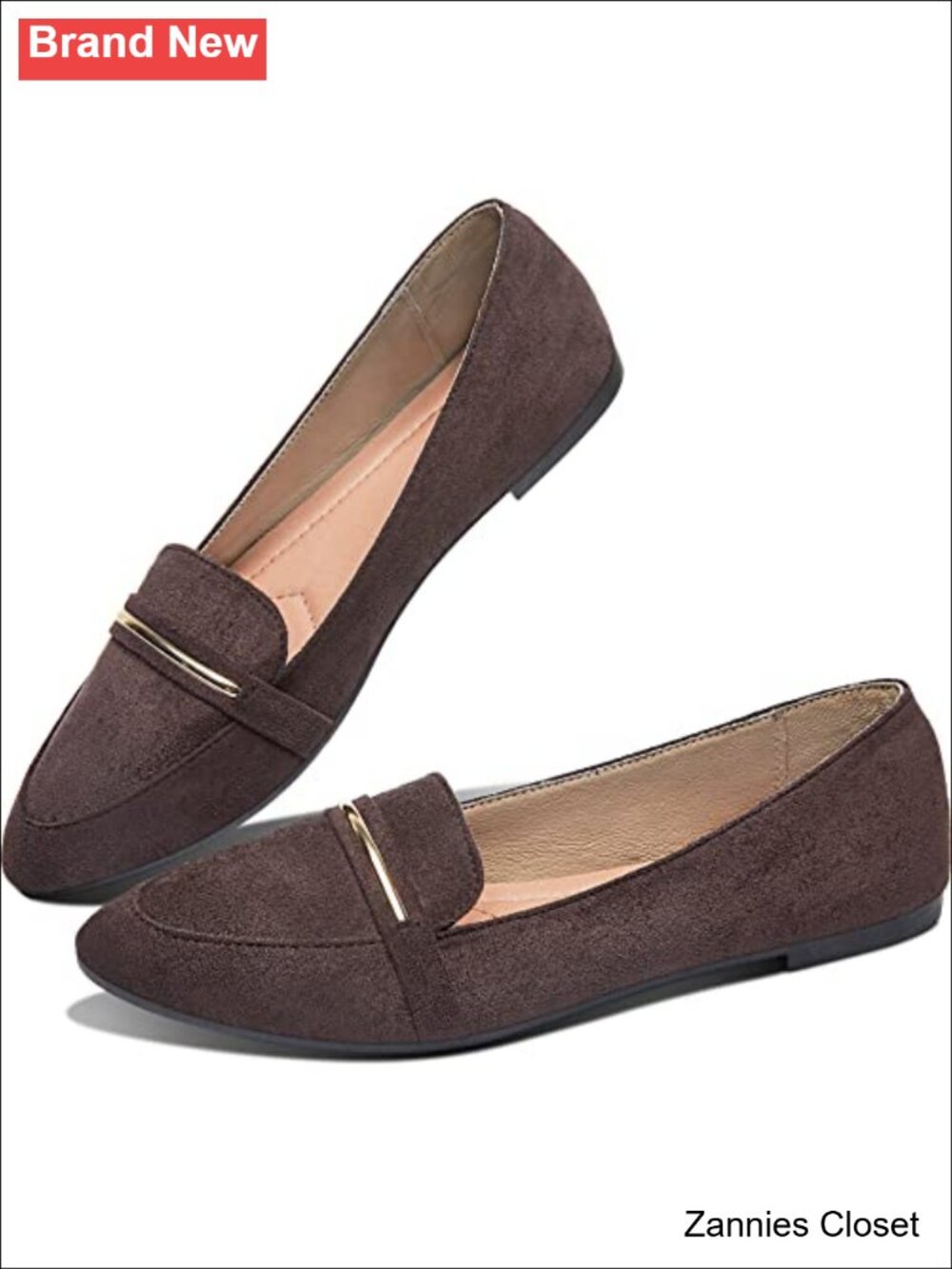 ✨ Pointy Toe Loafer Flat Comfortable Faux Suede Work Shoes Cute Penny Slip On